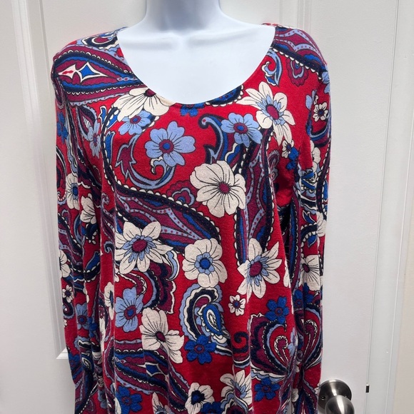TALBOTS Lightweight Merino Wool Sweater women’s Floral Paisley Bloom Large - Picture 2 of 8